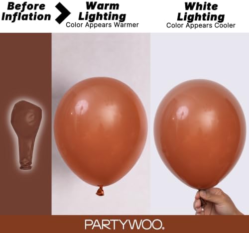 PartyWoo Dark Brown Balloons 140pcs Boho Neutral Coffee Tan Different Sizes
