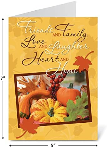 Current Photo Thanksgiving Greeting Cards Set - Themed Fall Holiday Card Variety Value Pack, Set of 12 Large 5 x 7-Inch Cards, Assortment of 6 Unique Designs, Envelopes Included