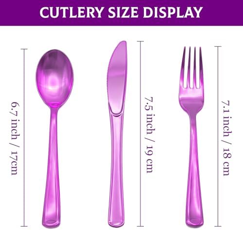 Glowserve 306 Pack Purple Disposable Plastic Silverware Set Cutlery Set