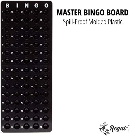 Regal Bingo Family Game Set for Adults and Kids - Includes 8 Inch Bingo Wheel Cage, 75 Balls, Master Board, 4 Shutter Slide Cards - Fun Family Bingo Night
