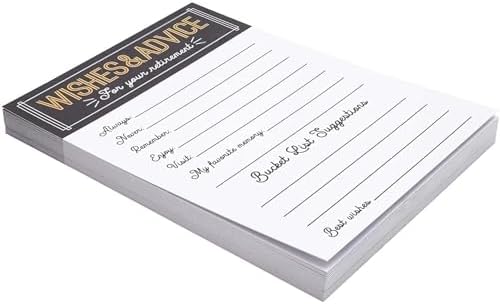 Sparkle and Bash Retirement Advice Cards & Wishes - 5 x 7-Inch, 36 Pack, Black Letter Print - Party Games, Well Wishes & Memory Advice for Retiree