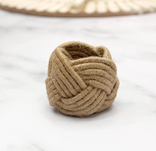 COTTON CRAFT Jute Napkin Ring - 12 Pack Handmade Nautical Knot Napkin Rings