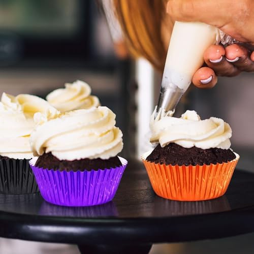 SANNIX 450Pcs Halloween Foil Cupcake Liners Muffin Liners Baking Cups