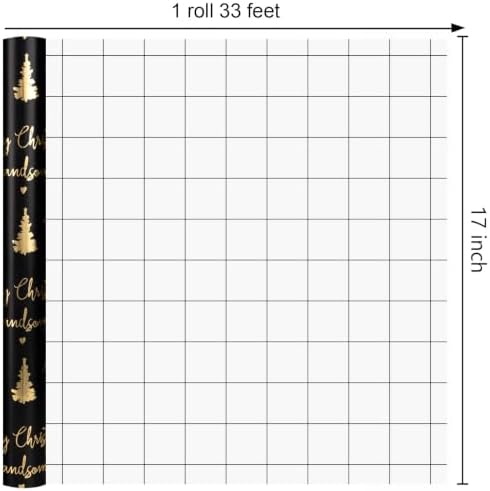 Yarcony Black and Gold Christmas Wrapping Paper for Men Boys, 17 In X 33Ft