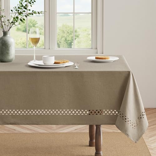 MIULEE Khaki Rectangle Tablecloth with Decorative Cutouts 60x120 inch