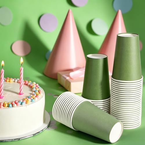 Kochorie 60 Pack 12 Ounce Disposable Gradient Green Paper Cups, Green Party Cups, Drinking Cups for Holiday Party Supplies DIY Crafts, 4 Colors