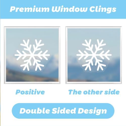 4 Sheets Merry Christmas Window Clings Cute Santa Claus Window Stickers Double Sided Snowflake Glass Decals Snowman Reindeer Window Decal for Home Classroom Nursery Party