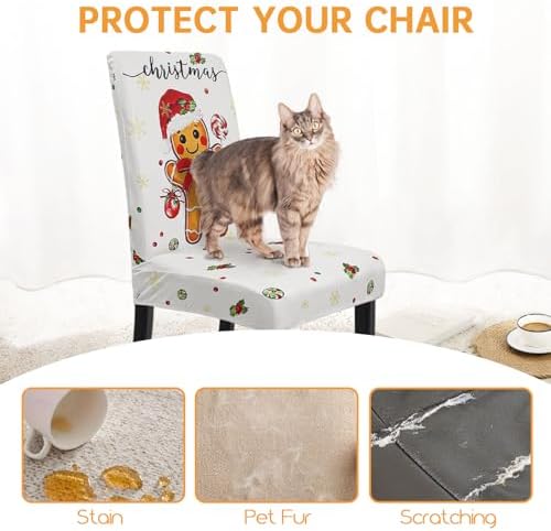 Christmas Chair Covers Set of 6 Gingerbread Winter Parsons Chair Slipcovers