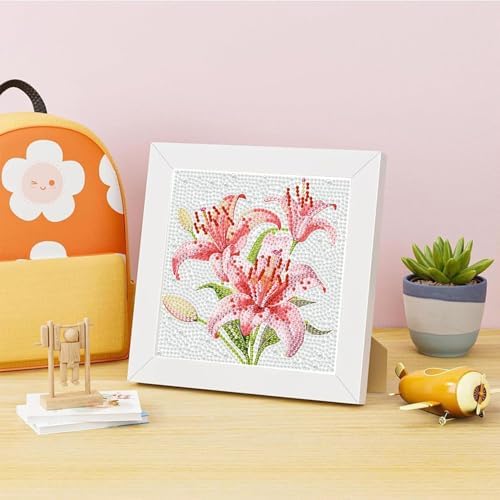 Tiwabb Diamond Art Kit for Kids with Frame,Lily Diamond Painting for Kids