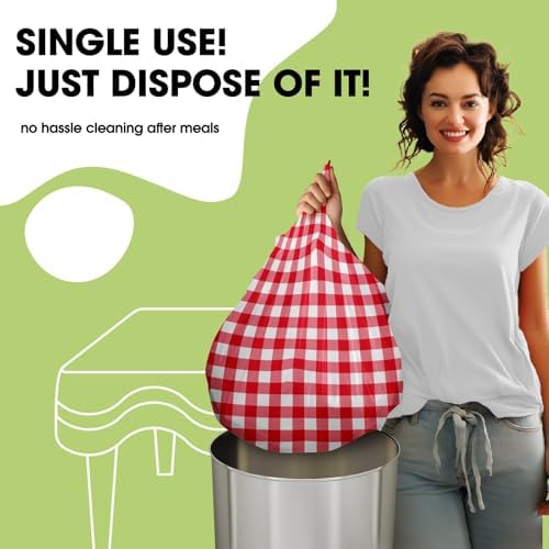 Pureegg Plastic Table Cloth Disposable 54x108 Inch 10 Pack, Red Plaid