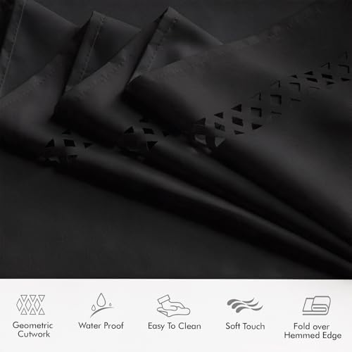 MIULEE Black Rectangle Tablecloth with Decorative Cutouts 60x120 inch