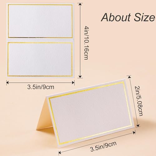 60Pcs Premium Place Cards, Small Table Cards with Gold Foil Border, 2" x 3.5" Tent Card, Escort Card, Name Card, Wedding Place Cards for Wedding, Table, Dinner Parties, Seating Cards