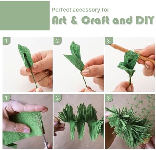 PartyWoo Sage Green Crepe Paper Streamers 4pcs 328 FT White Streamers