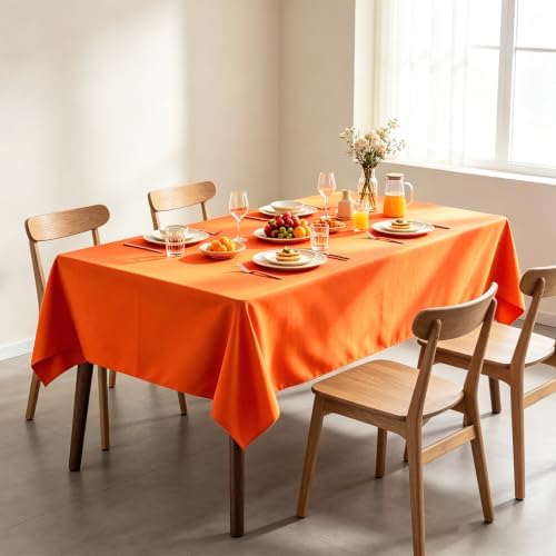 4 Pack Plastic Tablecloth 54" x 108"Disposable Orange Tablecloth Rectangle Plastic Table Cover for 6 to 8 Foot Tables Indoor or Outdoor Parties Birthdays Weddings Christmas