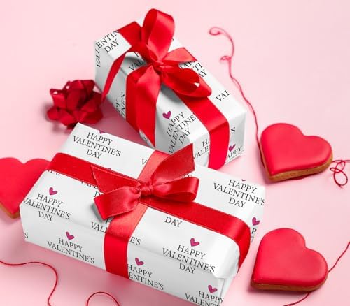WRAPAHOLIC Valentines Day Wrapping Paper Sheet - 6 Sheets Sweet Heart Happy Valentine's Day Design Folded Flat for Valentine's Day, Anniversary, Birthday - 19.7 Inch x 27.5 Inch Per Sheet