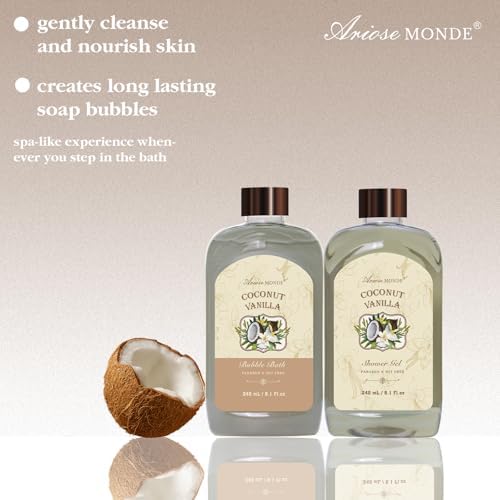 Spa Gift Baskets for Women, 8pcs Coconut Vanilla Bath Gift Set for Women