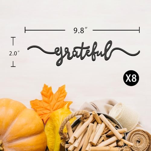 Thanksgiving Cutout Wood Table Place Card (8, Grateful Black)