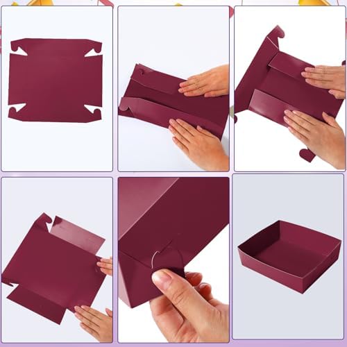 Uiifan 50 Pcs 5 lb Extra Large Paper Food Serving Trays, Burgundy