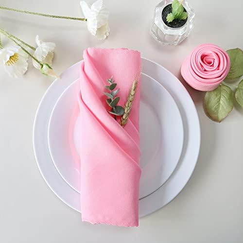 Polyester Napkins Set of 12, Pink Washable Reusable Napkins, Perfect for Valentine's Day Wedding, Thanksgiving or Any Holiday