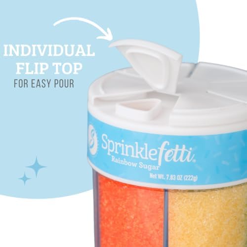 Sweets Indeed Rainbow Sugar Crystals 6 Cell Decorating Jar, 7.83 ounces
