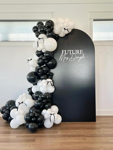 Black White Balloons Arch Kit, 124pcs Black and White Confetti Balloons