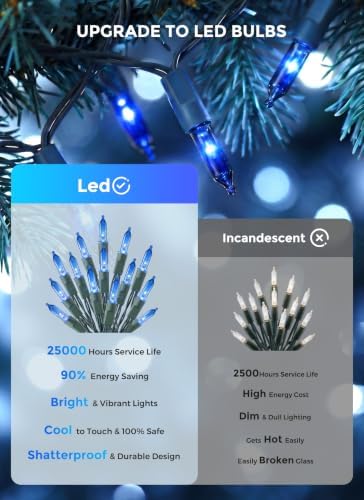 LED Christmas Lights Indoor Outdoor, 33FT 100 Count Mini String Lights