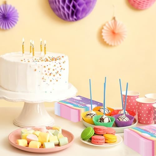 50 Pcs Unicorn Paper Napkins 6.5 x 6.5 Inches, Rainbow Birthday Theme Disposable Luncheon Dinner Party Napkins Cocktail Napkin for Unicorn Birthday Party Decorations (Unicorn)