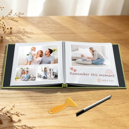 Large Self Adhesive Scrapbook Album, 60 Sheets 120 Pages Photo Book for Birthday Gifts for Women Mom Wedding Baby Family Travel
