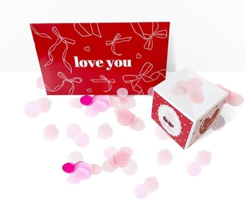 FETTIPOP 2-in-1 Surprise Boom Envelope Romantic Card with Confetti Exploding (Love You) – Valentine Funny Gift, Mom, Dad, Wife, Him, Her, Girlfriend, Boyfriend