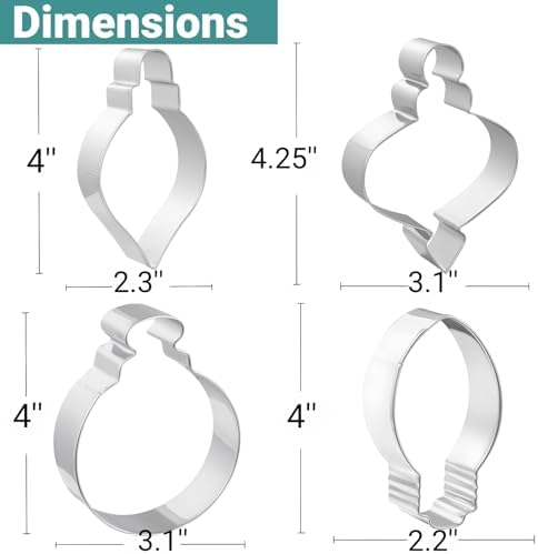 JOB JOL Christmas Ornaments Cookie Cutters 4 PCS, 4'', 4.25''
