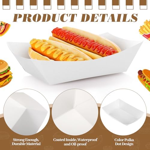 Sherr 200 Pcs 5 lb Kraft Paper Food Trays Boats Bulk, White