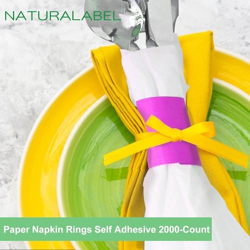 NATURALABEL Self-Adhesive Napkin Bands, Pack of 2,000, Hot Pink