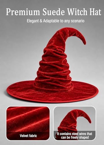 Women's Witch Hat with Shapeable Wide Brim and Adjustable Drawstring