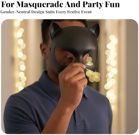 Black Cat Women Mask for Adult, Superhero Eye Mask, Half Face Cat Masks, Cosplay Costume Accessories for Masquerade Halloween Christmas Carnival Role Playing Party