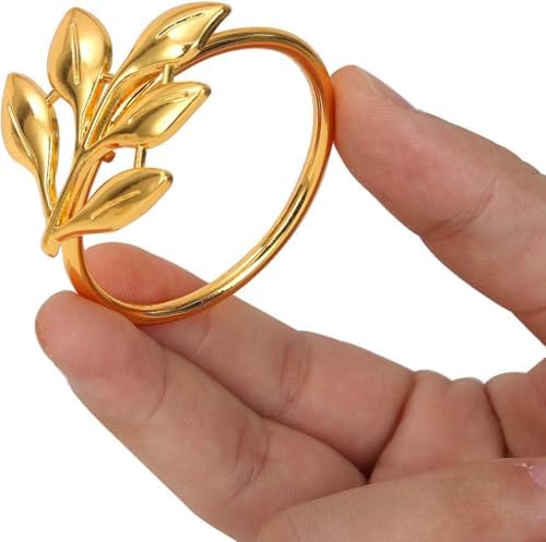 KPOSIYA Gold Napkin Rings Set of 50, Leaf Napkin Holder for Thanksgiving