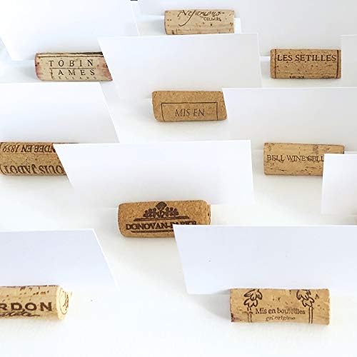 Premium Recycled Cork Place Card Holders - Set of 25 with Place Cards - Rustic Wine Theme Table Decor - Perfect for Vineyard Weddings