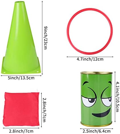 36PCS Carnival Games Combo Set 4 in 1 Bean Bag Toss Can Games Plastic Cone Ring Toss Game for Indoor Outdoor School Field Day Birthday Party Yard Game for Kids Adults