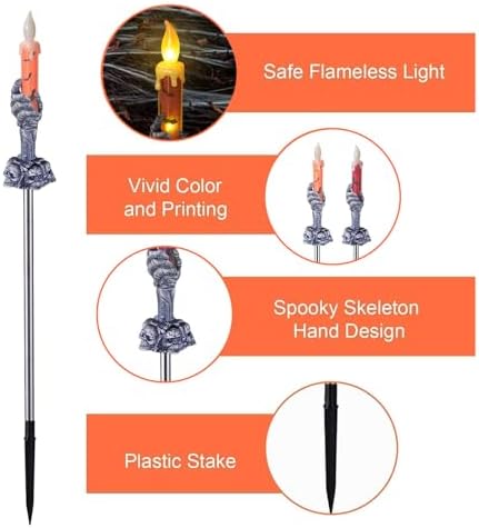 Halloween Decorations Outdoor, Solar Pathway Lights, 10 Pack