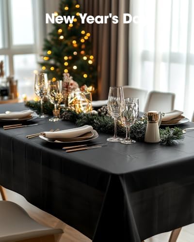 Pureegg Plastic Table Cloth Disposable 54 x 156 Inch 10 Packs, Black