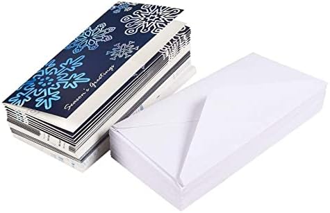 BEST PAPER GREETINGS Money Envelopes for Cash Gifts - 36 Pack, 3.6 x 7.25 Inch, Snowflake Winter Designs - Money Card Holder