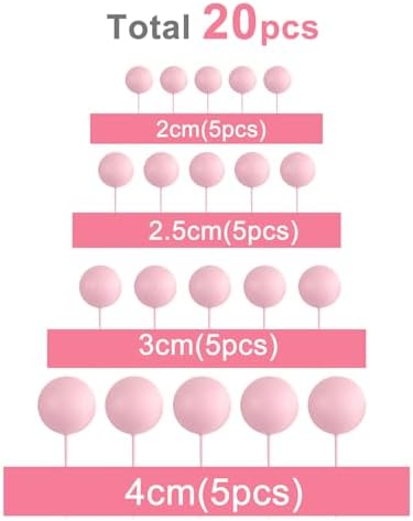 ASTARON 20 Pcs Foam Pink Balls Cake Topper Decorations for Birthday Cake