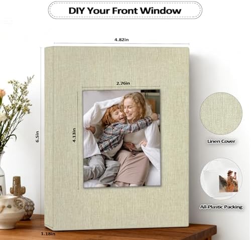 Popotop 2 Pack Photo Album 4x6 Pictures, Small Linen Slip-in Photo Albums Book for 80 Photos with 40 Pockets, Birthday Gifts for Women Mom Family Baby