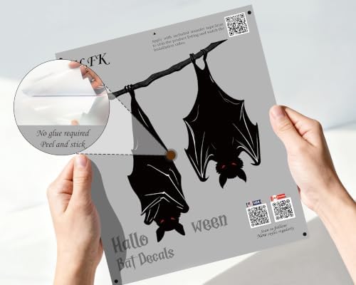 FLFK Halloween Peel and Stick Wall Stickers (Hanging Bats)