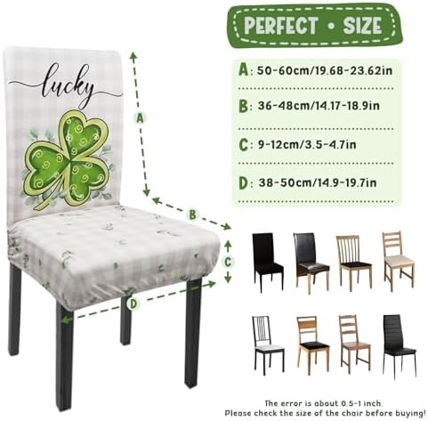 St. Patricks Day Chair Covers Set of 4 Shamrock Stretch Parsons Slipcovers