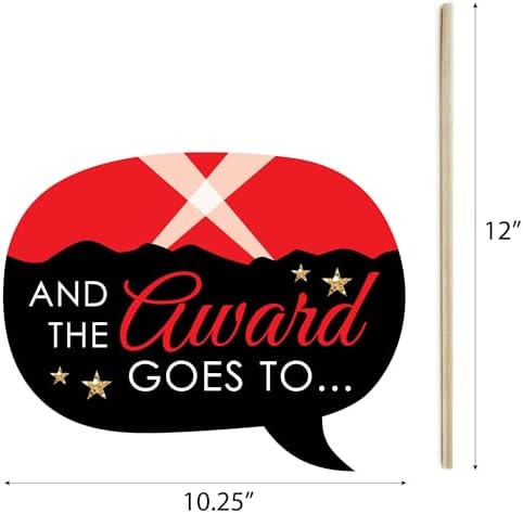 Red Carpet - Movie Night Photo Booth Prop Kit, DIY Cardstock Props - 20pc