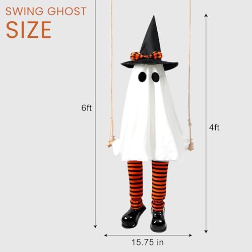 Halloween Decorations Outdoor - 6 FT Large Hanging Swinging Ghost Decor