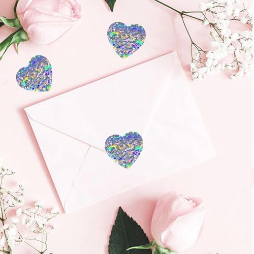 500Pcs Heart Stickers 1In Valentines Day Silver Love Stickers Glitter Heart Shaped Sticker for Kids Reward Classroom Self Adhesive Incentive Sticker for Envelope Seal Birthday Gift Decorations