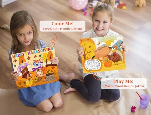 Thanksgiving Coloring Placemats - 16 Set Double-Sided Turkey Table Mat Thanksgiving Disposable Paper Placemats Fall Thanks Giving Activities Arts and Crafts Game for Party Favors