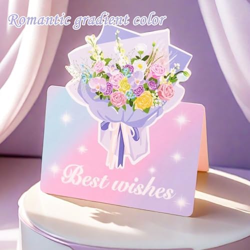 12 Pack Greeting Cards, Floral Bouquet Rainbow Gradient Design, Best Wishes for Birthday, Graduation, Mother's Day, Father's Day, Women's Day, Teachers' Day, New Year, Christmas, Thanksgiving Day, Valentine's Day, Wedding