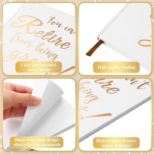 Retirement Guest Book with 2 Markers 8.7'' Square, White, Cute